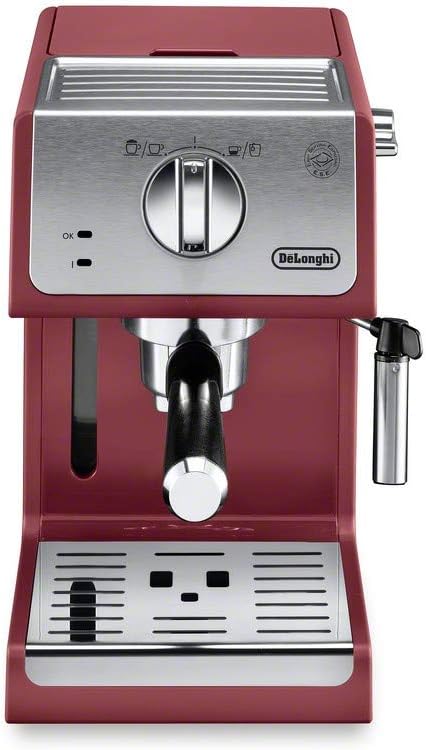 Delonghi ECP3220R De'Longhi 15 Bar Espresso Machine with Advanced Cappuccino System, 11.4 x 9.5 x 14.2 inches, Red